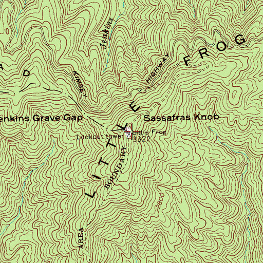 Topographic Map of Sassafras Knob, TN