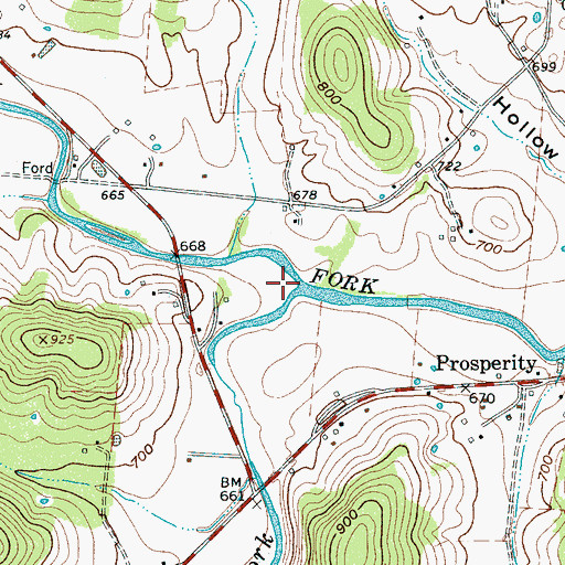 Topographic Map of Saunders Fork, TN