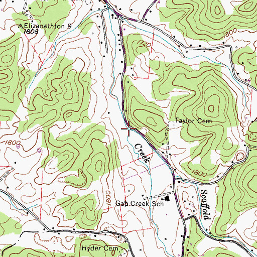 Topographic Map of Scaffold Branch, TN