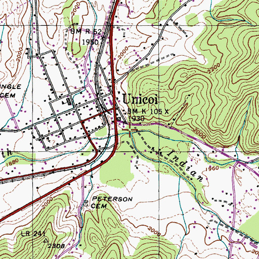 Topographic Map of Scioto Creek, TN