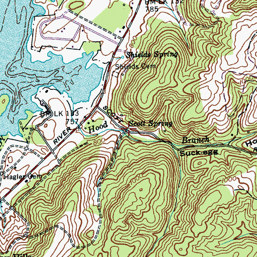 Topographic Map of Scott Spring, TN