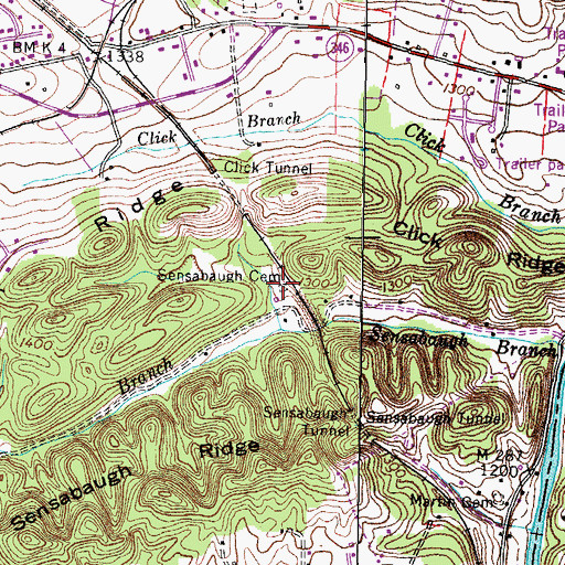 Topographic Map of Sensabaugh Cemetery, TN