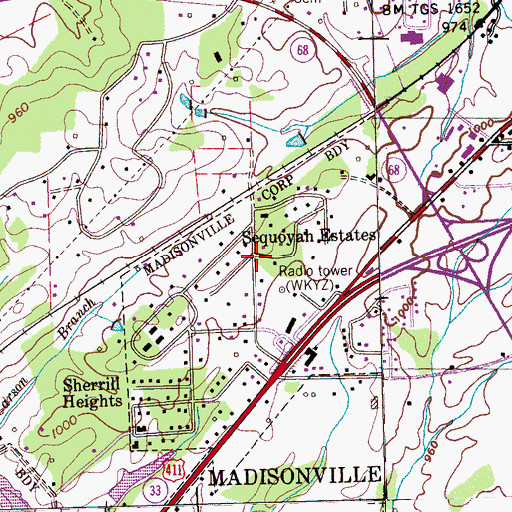 Topographic Map of Sequoyah Estates, TN
