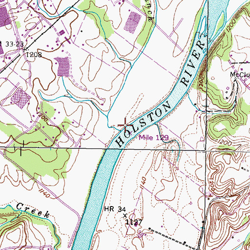 Topographic Map of Sevier Branch, TN