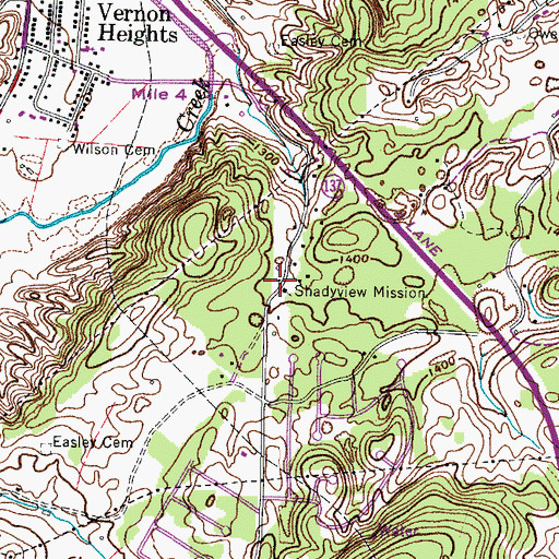 Topographic Map of Shadyview Mission, TN