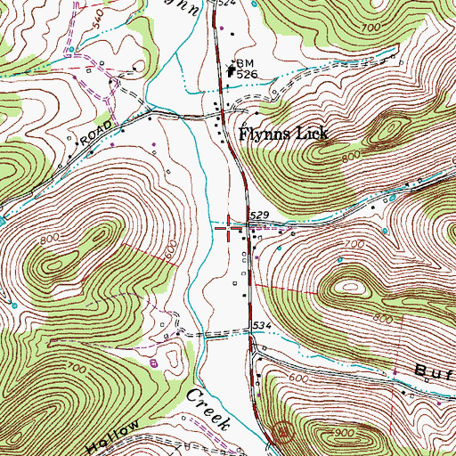 Topographic Map of Shakerag Hollow, TN