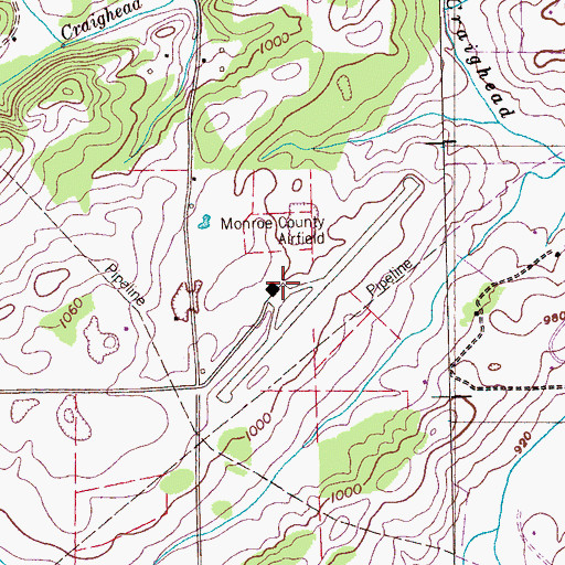 Topographic Map of Monroe County Airport, TN