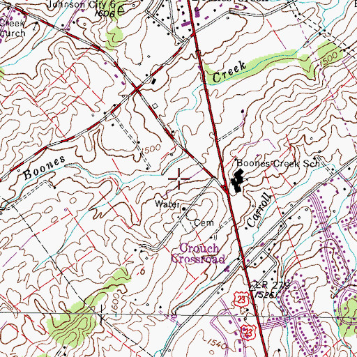 Topographic Map of Edwards Airport (historical), TN