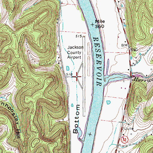 Topographic Map of Jackson County Airport, TN