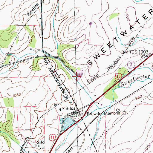 Topographic Map of Sweetwater Creek Watershed Dam Number Fifteen, TN