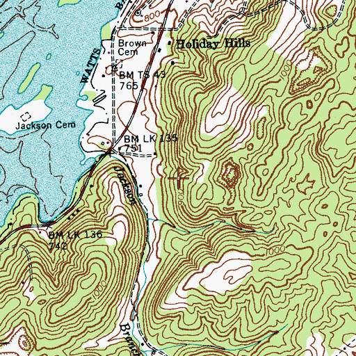 Topographic Map of Claude Reed Dam, TN