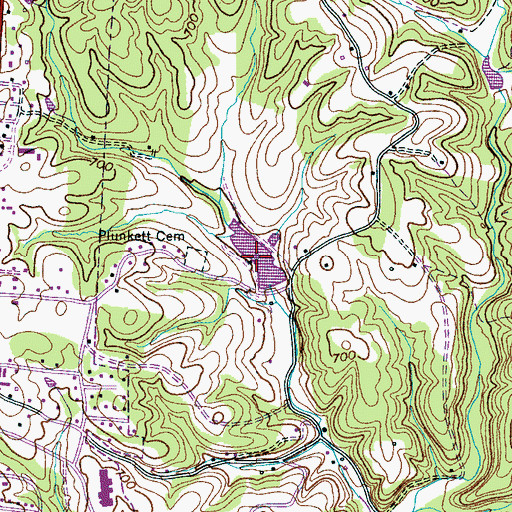 Topographic Map of Nickells Lake, TN