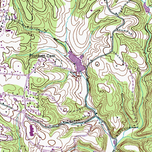 Topographic Map of Nickells Dam, TN