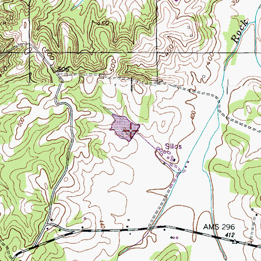 Topographic Map of Ernest Vickers Dam, TN