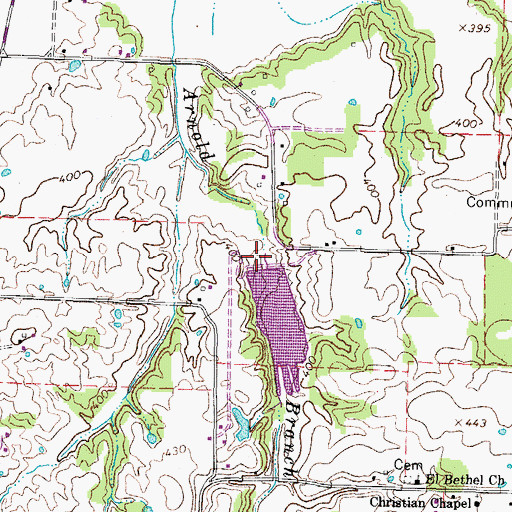 Topographic Map of Middle Fork Obion Dam Eleven, TN