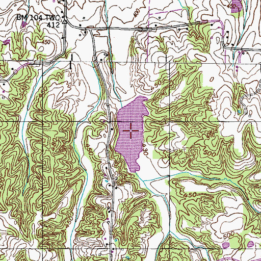 Topographic Map of Middle Fork Obion River Number Nine Lake, TN