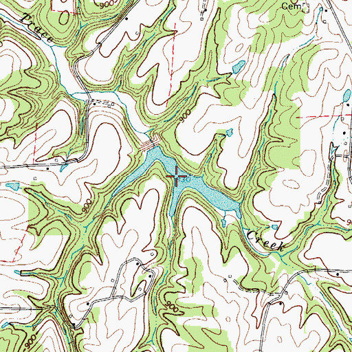 Topographic Map of Line Creek Lake Number Three B, TN