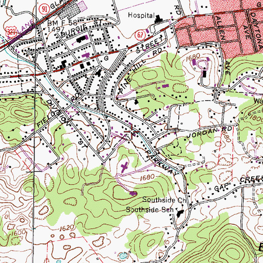 Topographic Map of Bemberg, TN