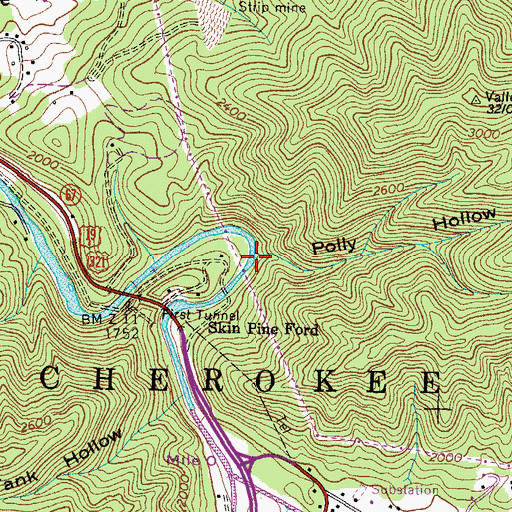 Topographic Map of Canebrake Branch, TN