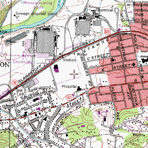 Topographic Map of Elizabethton High School, TN