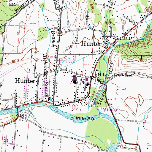 Topographic Map of Hunter Elementary School, TN