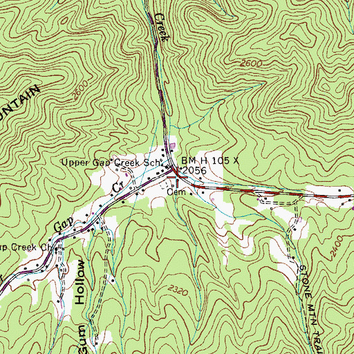Topographic Map of Little Gum Hollow, TN