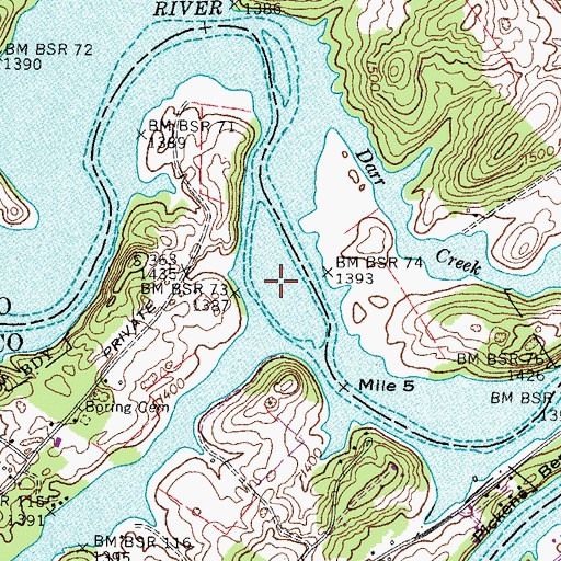 Topographic Map of Berry Island (historical), TN