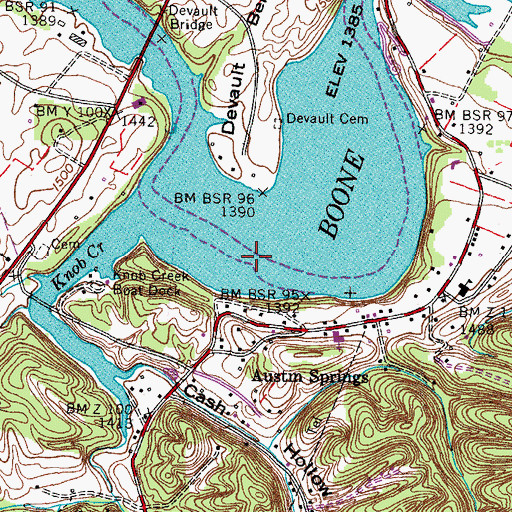 Topographic Map of Devault Ford (historical), TN