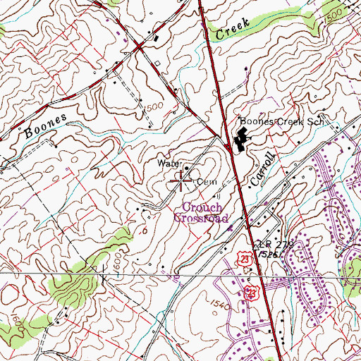 Topographic Map of Boones Creek Church of the Brethren (historical), TN