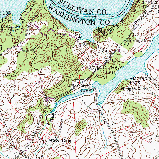 Topographic Map of Hodge School (historical), TN