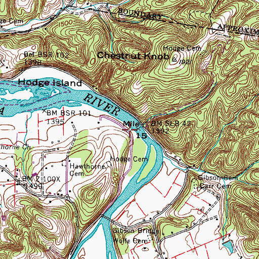 Topographic Map of Indian Bend, TN