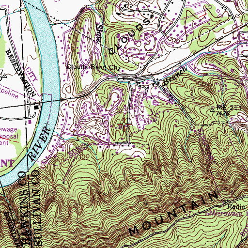 Topographic Map of Amersham, TN