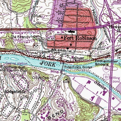 Topographic Map of Centennial Boat Yard Park, TN