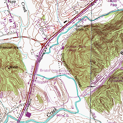 Topographic Map of Earheart (historical), TN