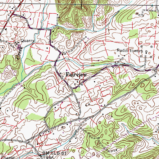 Topographic Map of Fairview School (historical), TN