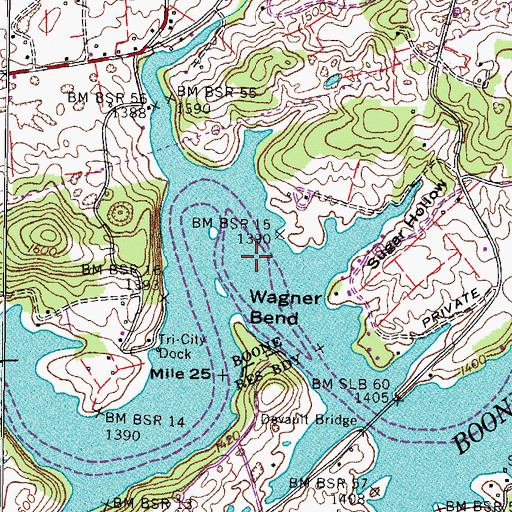 Topographic Map of Fickles Island (historical), TN
