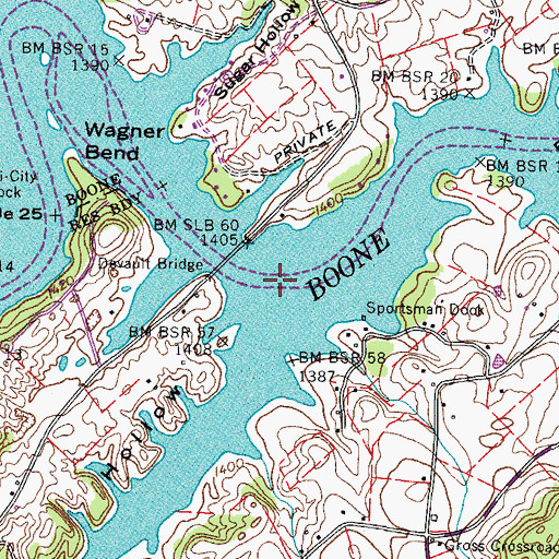 Topographic Map of Hogan Branch, TN