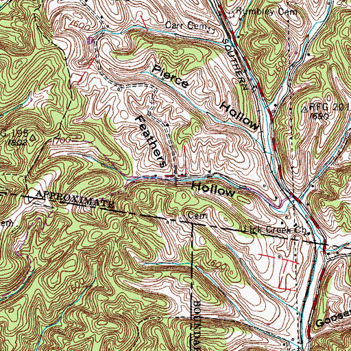 Topographic Map of Humphreys Hollow, TN