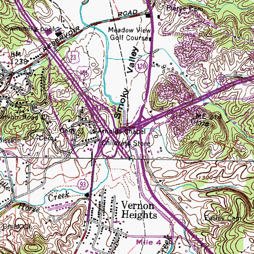 Topographic Map of Interchange 51, TN