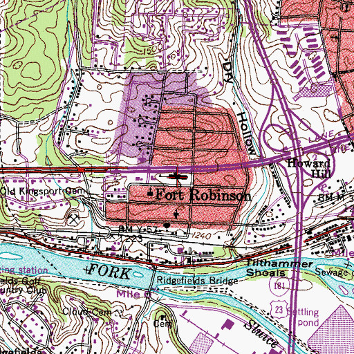 Topographic Map of James Madison Elementary School, TN