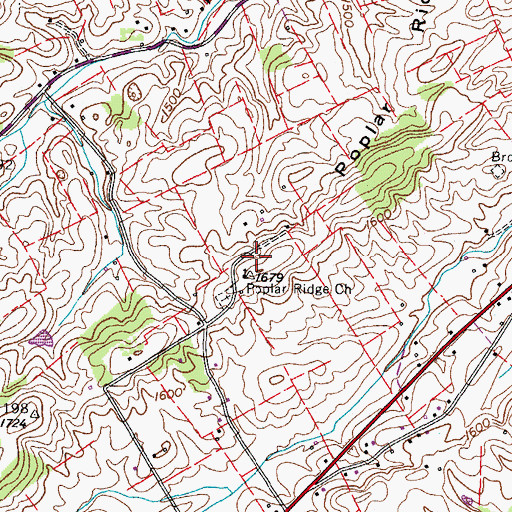 Topographic Map of Poplar Ridge School (historical), TN