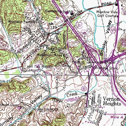 Topographic Map of Russell Chapel (historical), TN