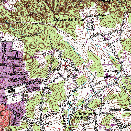 Topographic Map of Skyview Estates, TN