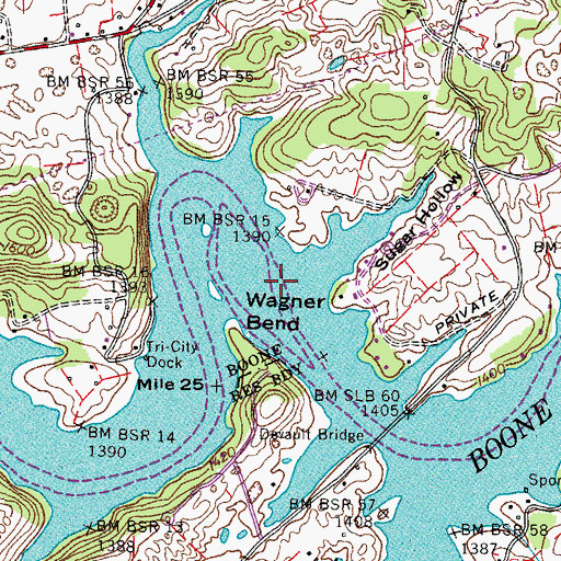 Topographic Map of Sturgeon Ford (historical), TN