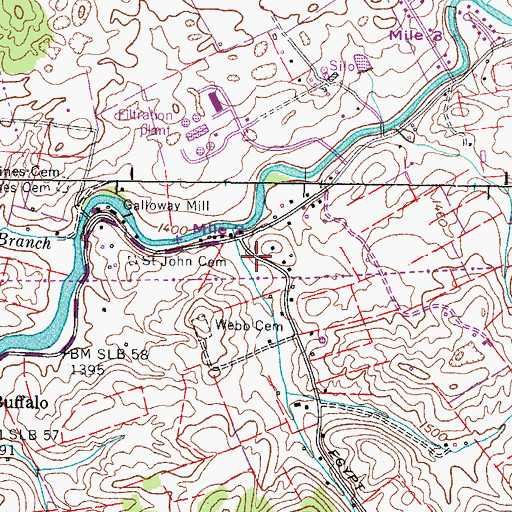 Topographic Map of Sumpter (historical), TN