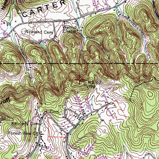 Topographic Map of Walker Mountain, TN