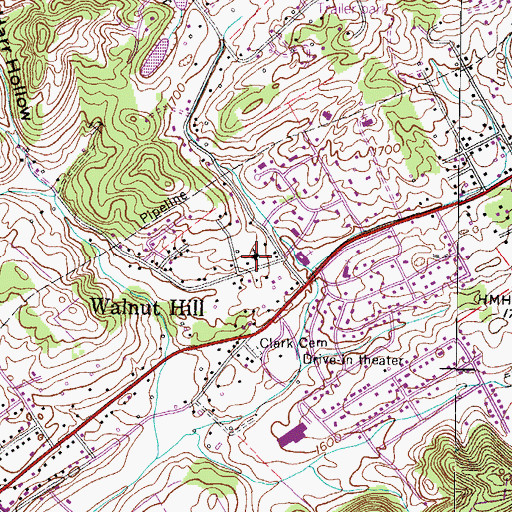 Topographic Map of Walnut Hill Church, TN