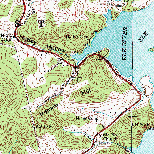 Topographic Map of Elk Mine, TN