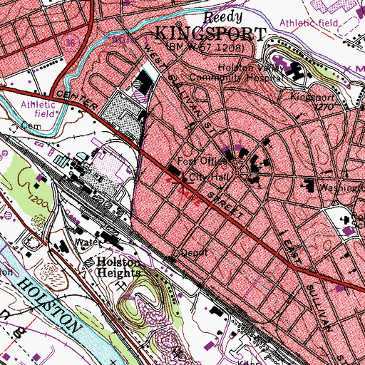 Topographic Map of Kingsport, TN