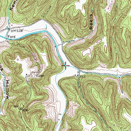 Topographic Map of Right Fork Dry Fork, TN
